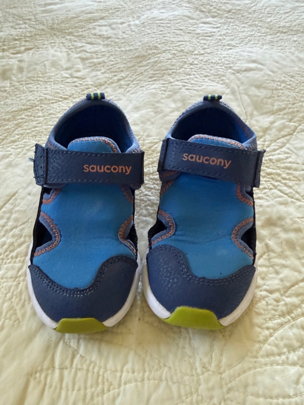 Saucony Kids Blue Navy Active Sandals with Lime Accents